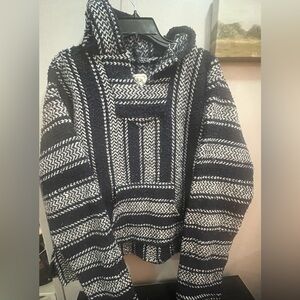 Men’s Vintage BAJA Joe Navy and White Striped Hoodie Size XL